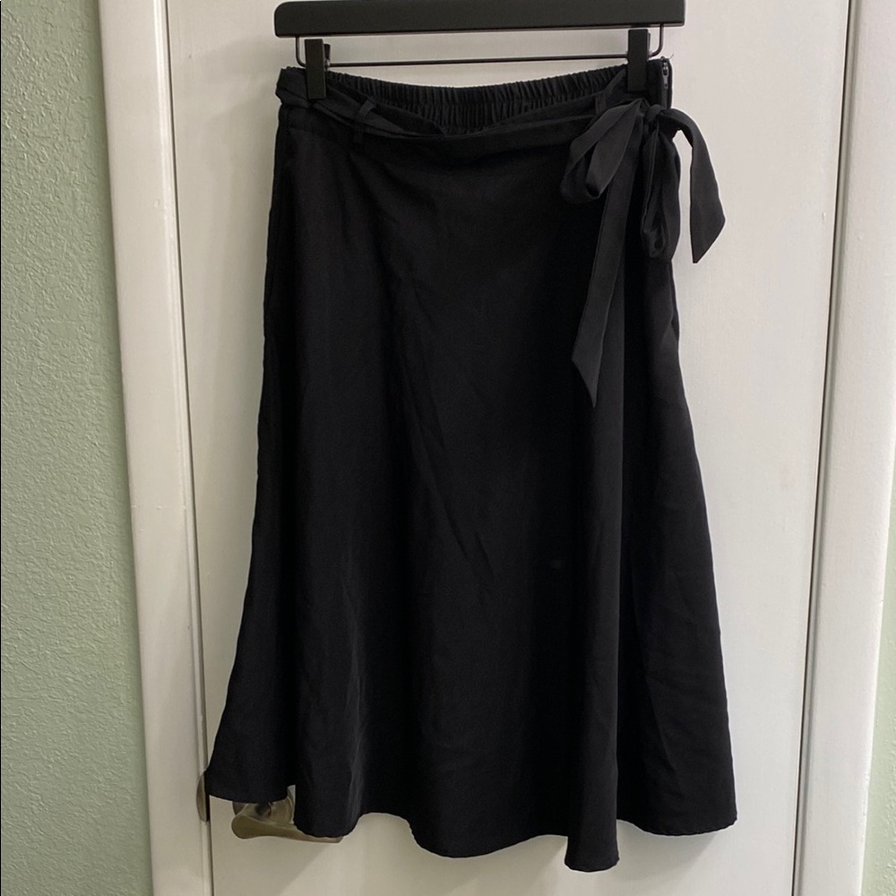 Modcloth Black Midi Skirt with Tie Side